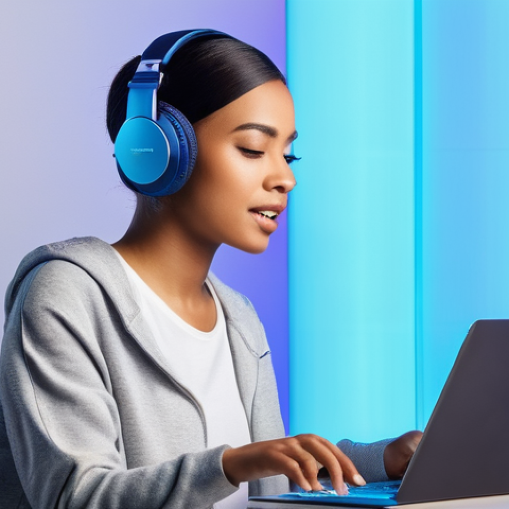 보컬트레이너 교수법 트렌드 - **Prompt:** A young, determined woman, in her early twenties, is singing into a sleek, modern studio...