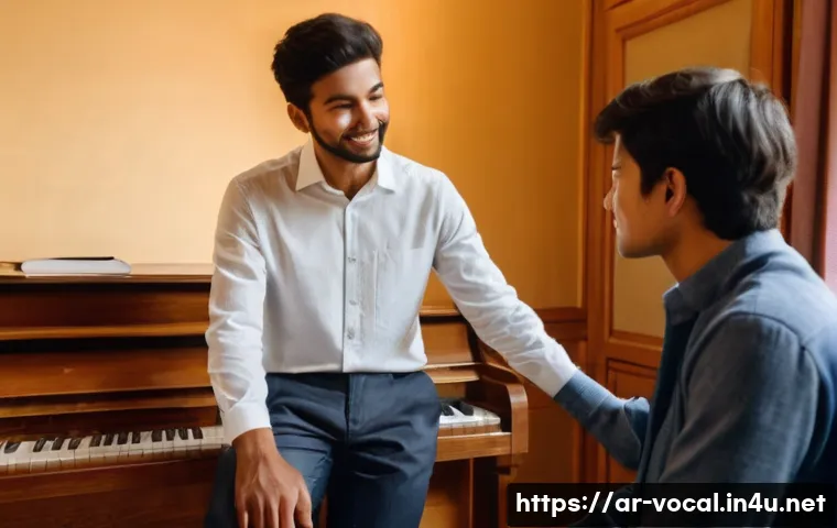 보컬트레이너 피드백 제공 방법 - **Prompt 1: The Empathetic Vocal Coach**
"A wise, kind-faced vocal coach, with an expression of ...